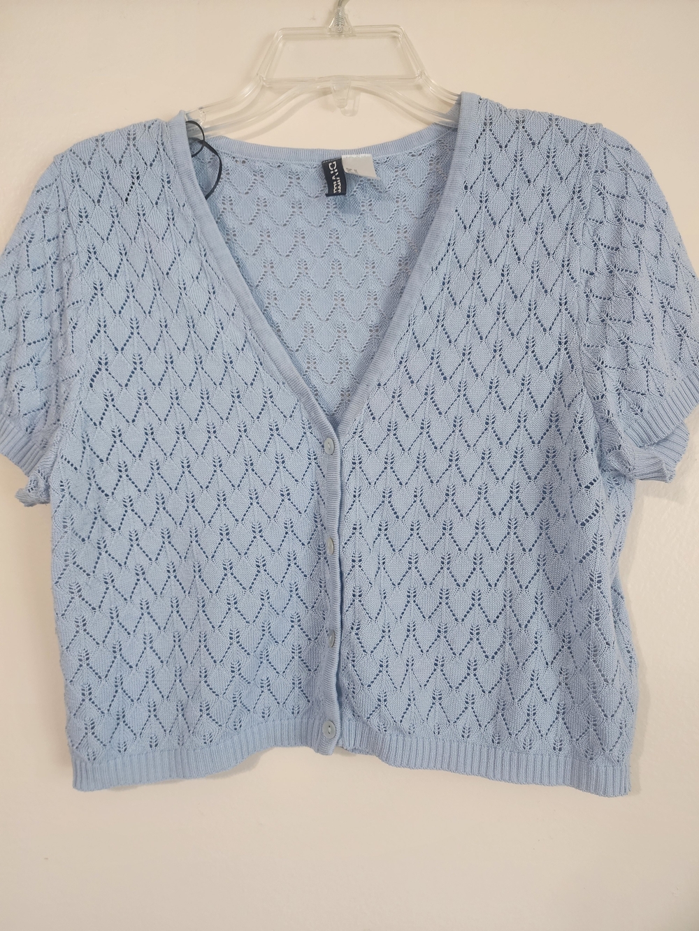 H&M Light Blue V-Neck Short Sleeve Knit Cardigan